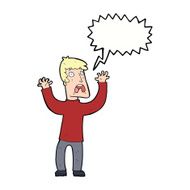 cartoon frightened man with speech bubble N67