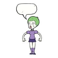 cartoon zombie monster woman with speech bubble N9