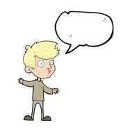 cartoon curious boy with speech bubble N30