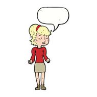 cartoon woman shrugging shoulders with speech bubble N417