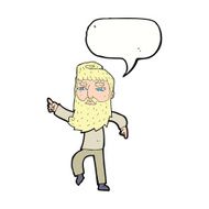 cartoon bearded man pointing the way with speech bubble N9