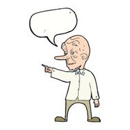 cartoon old man pointing with speech bubble N8