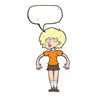 cartoon surprised woman with speech bubble N204