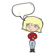 cartoon friendly woman with speech bubble N62