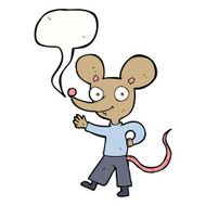 cartoon waving mouse with speech bubble N8