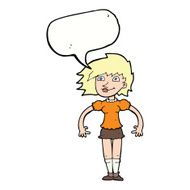 cartoon happy woman with speech bubble N217