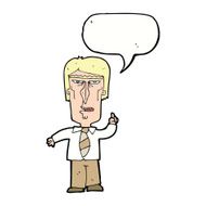 cartoon grumpy boss with speech bubble N9