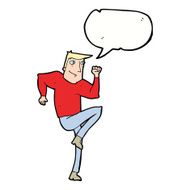 cartoon man jogging on spot with speech bubble N8