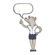 cartoon werewolf woman with idea speech bubble N5