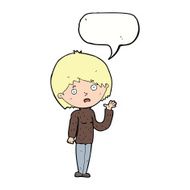 cartoon worried woman with speech bubble N65