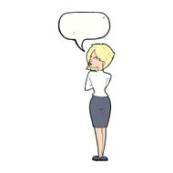 cartoon businesswoman ignoring with speech bubble N7