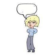 cartoon woman whistling with speech bubble N9