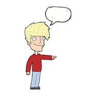cartoon happy man pointing with speech bubble N53