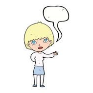 cartoon woman explaining with speech bubble N40