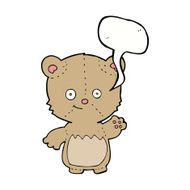 cartoon teddy bear waving with speech bubble N2