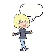cartoon woman with open arms speech bubble N86