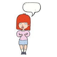 cartoon shocked woman with speech bubble N84