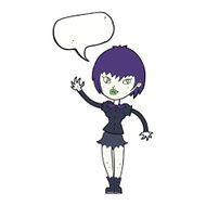 cartoon vampire girl with speech bubble N194