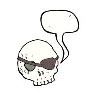 cartoon skull with eye patch speech bubble N9