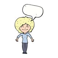 cartoon woman shrugging shoulders with speech bubble N421