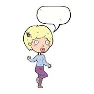 cartoon surprised woman with speech bubble N205