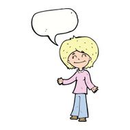 cartoon happy woman with speech bubble N218