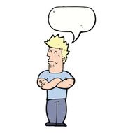 cartoon sulking man with speech bubble N9
