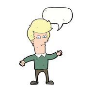 cartoon waving man with speech bubble N33