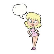 cartoon woman with hands on hips speech bubble N184
