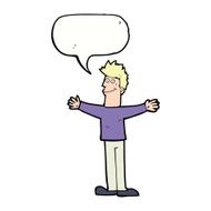 cartoon happy man with speech bubble N389