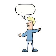 cartoon surprised man with speech bubble N117