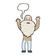 cartoon frightened old man with beard speech bubble N9