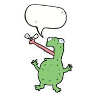 cartoon frog catching fly with speech bubble N8