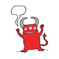 cartoon little devil with speech bubble N17