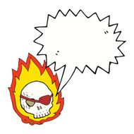 cartoon burning skull with speech bubble N9