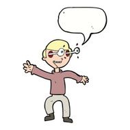 cartoon amazed boy with speech bubble N13