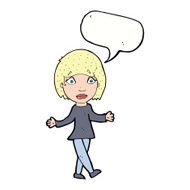 cartoon surprised woman with speech bubble N206