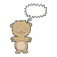 cartoon happy little teddy bear with speech bubble N2