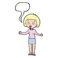 cartoon woman making excuses with speech bubble N18