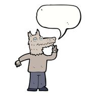 cartoon happy wolf man with speech bubble N13