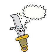 cartoon frightened knife with speech bubble N9