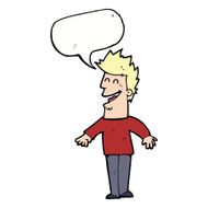 cartoon happy man with speech bubble N390