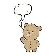 cartoon waving teddy bear with speech bubble N4