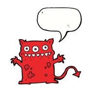 cartoon little monster with speech bubble N26
