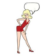 cartoon model woman posing with speech bubble N9