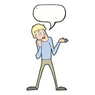 cartoon nervous man with speech bubble N116