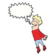cartoon drenched man flying with speech bubble N9