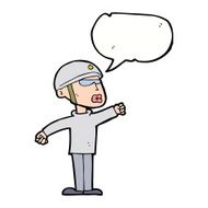 cartoon security guy with speech bubble N9