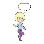 cartoon woman waving with speech bubble N291