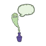 cartoon spooky ghost in bottle with speech bubble N9